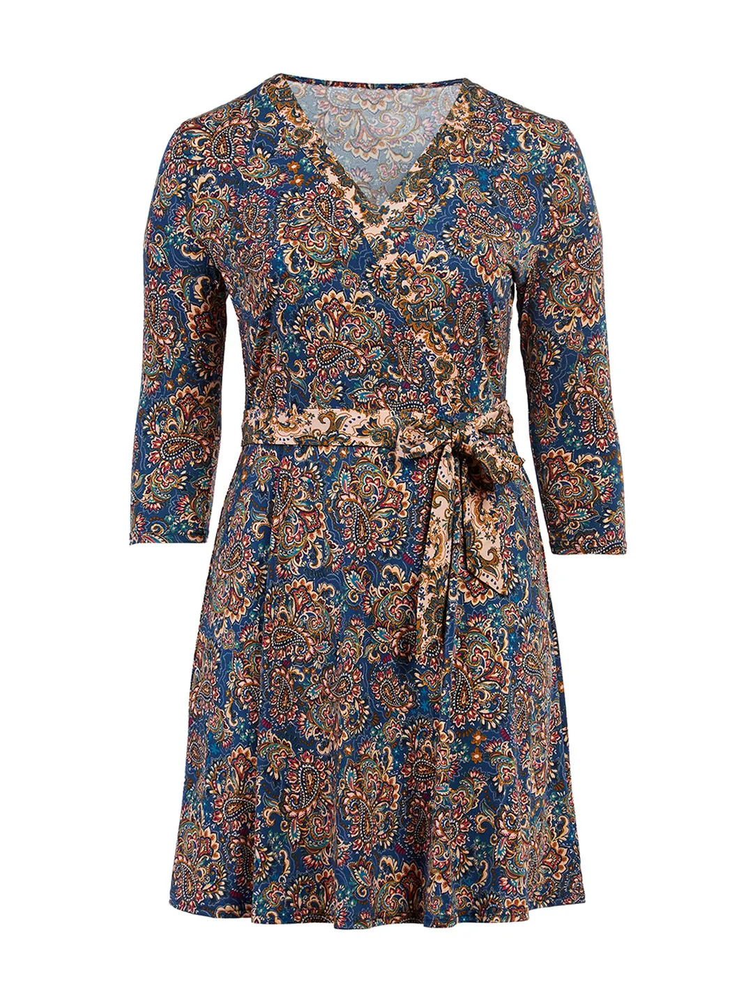 Boho Paisley Banded Perfect Wrap Dress