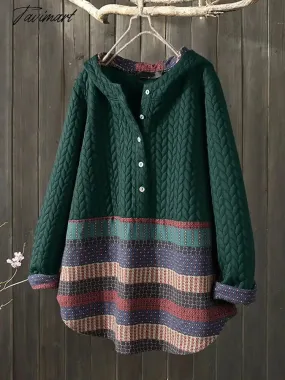 Tavimart Long Sleeve Elegant Casual Hoodie Pullover Women Autumn Winter Solid Color Sweet Korean Vintage Loose Short Sweatshirt Top