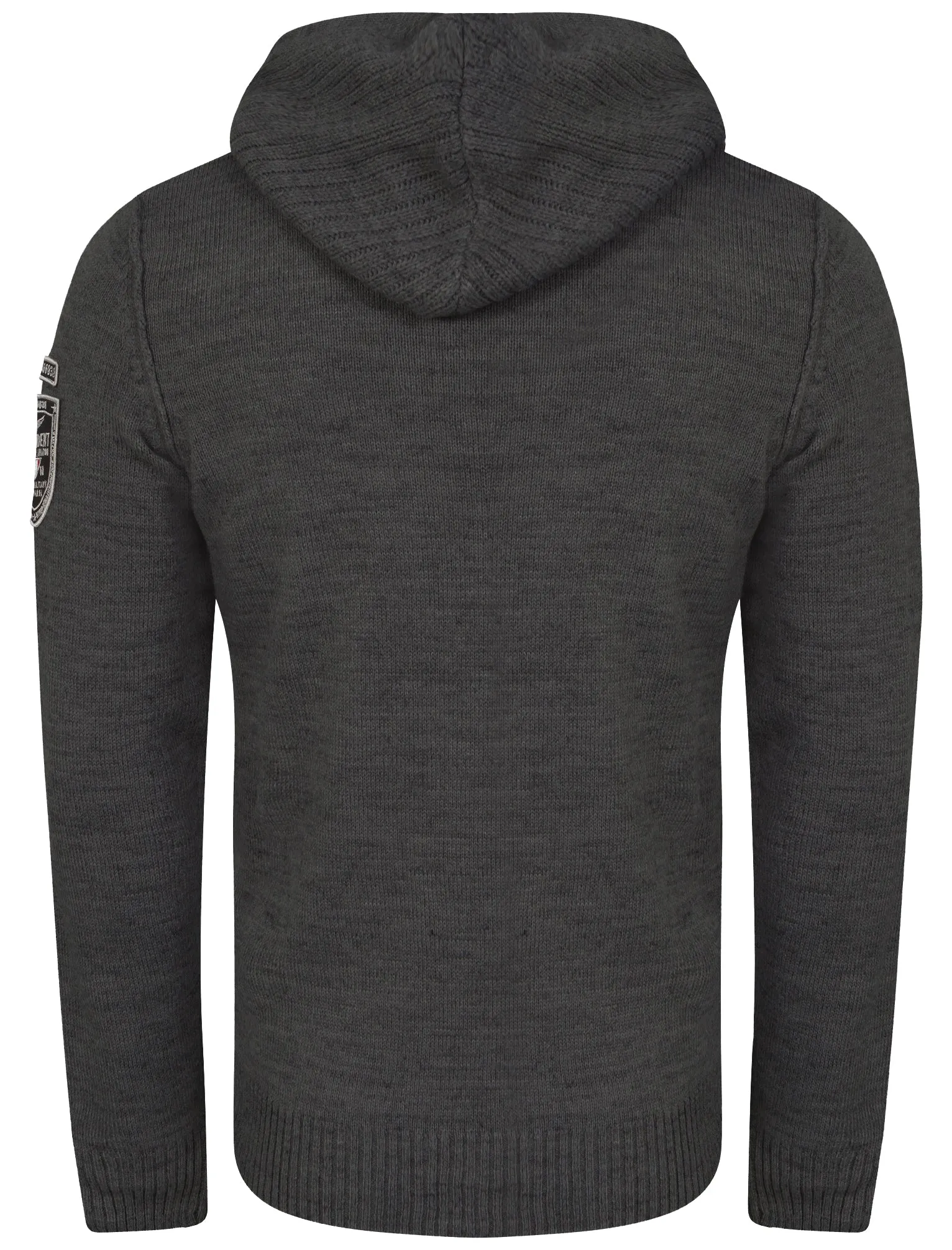 Zissou Zip Through Wool Blend Hooded Cardigan in Charcoal Marl - Dissident