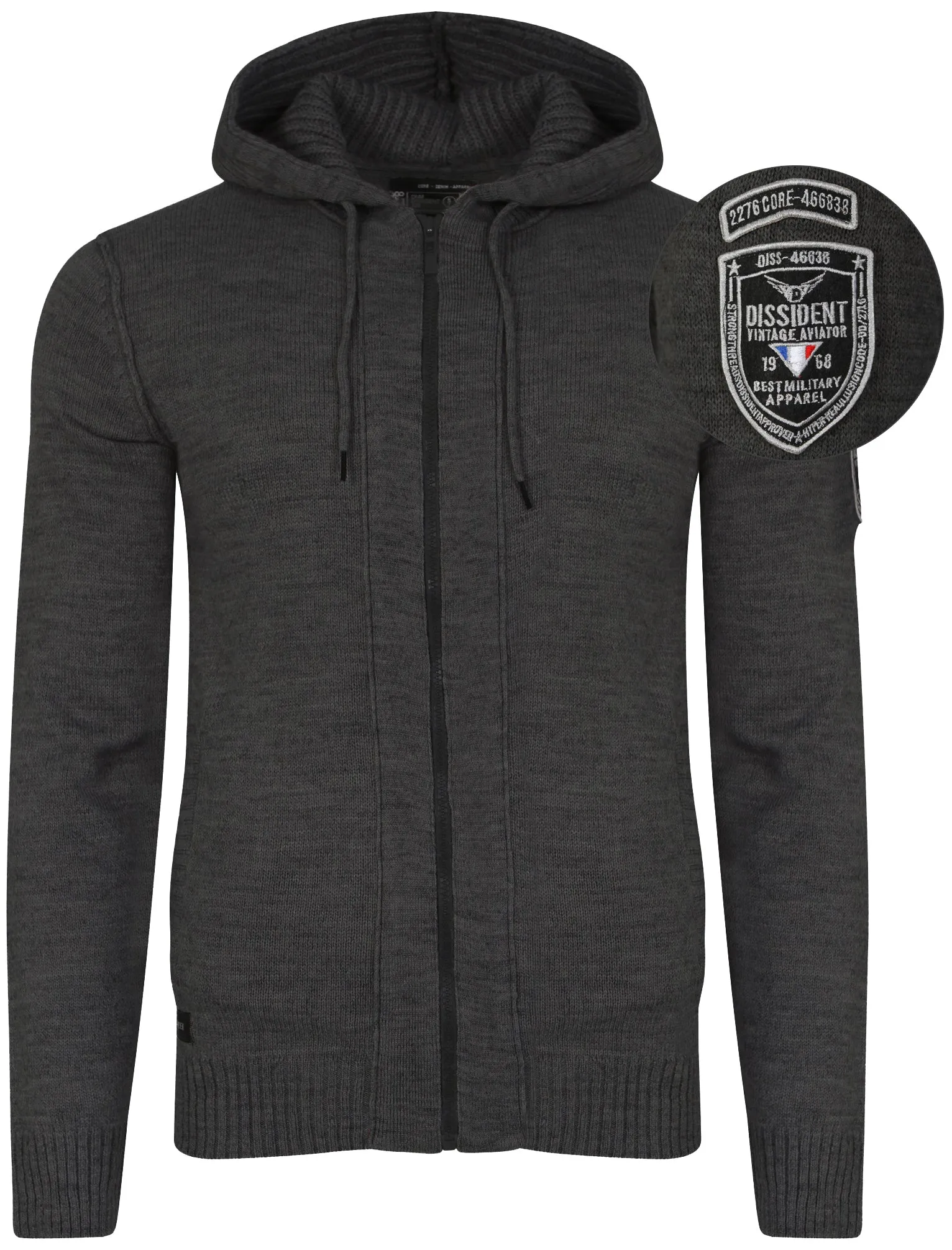 Zissou Zip Through Wool Blend Hooded Cardigan in Charcoal Marl - Dissident