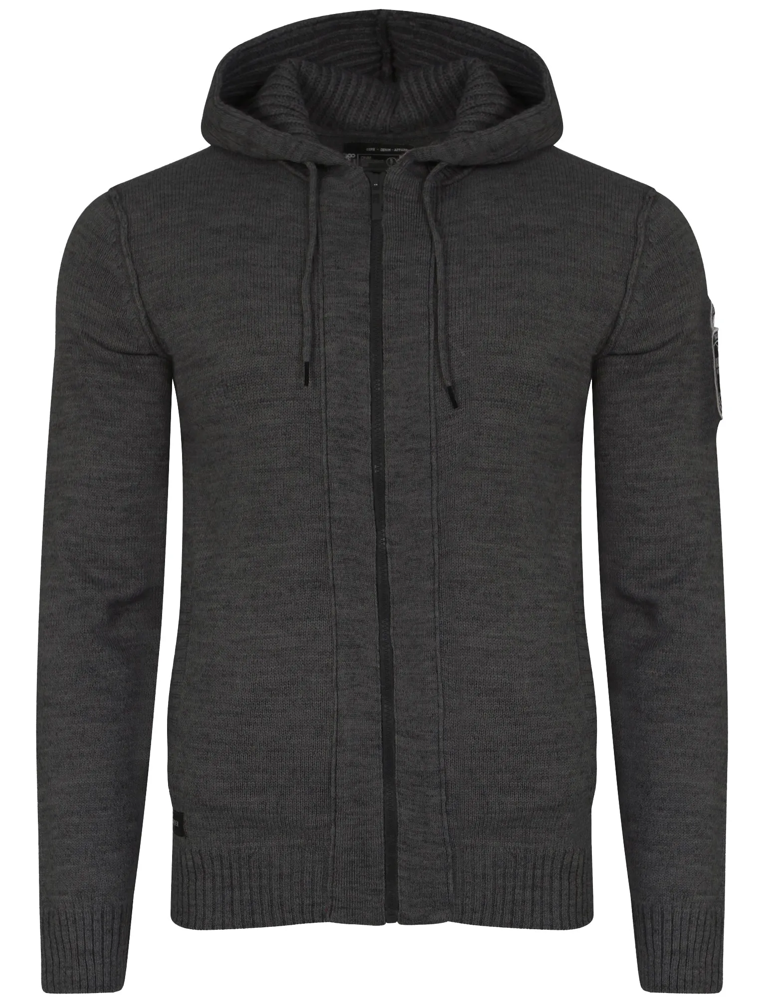 Zissou Zip Through Wool Blend Hooded Cardigan in Charcoal Marl - Dissident