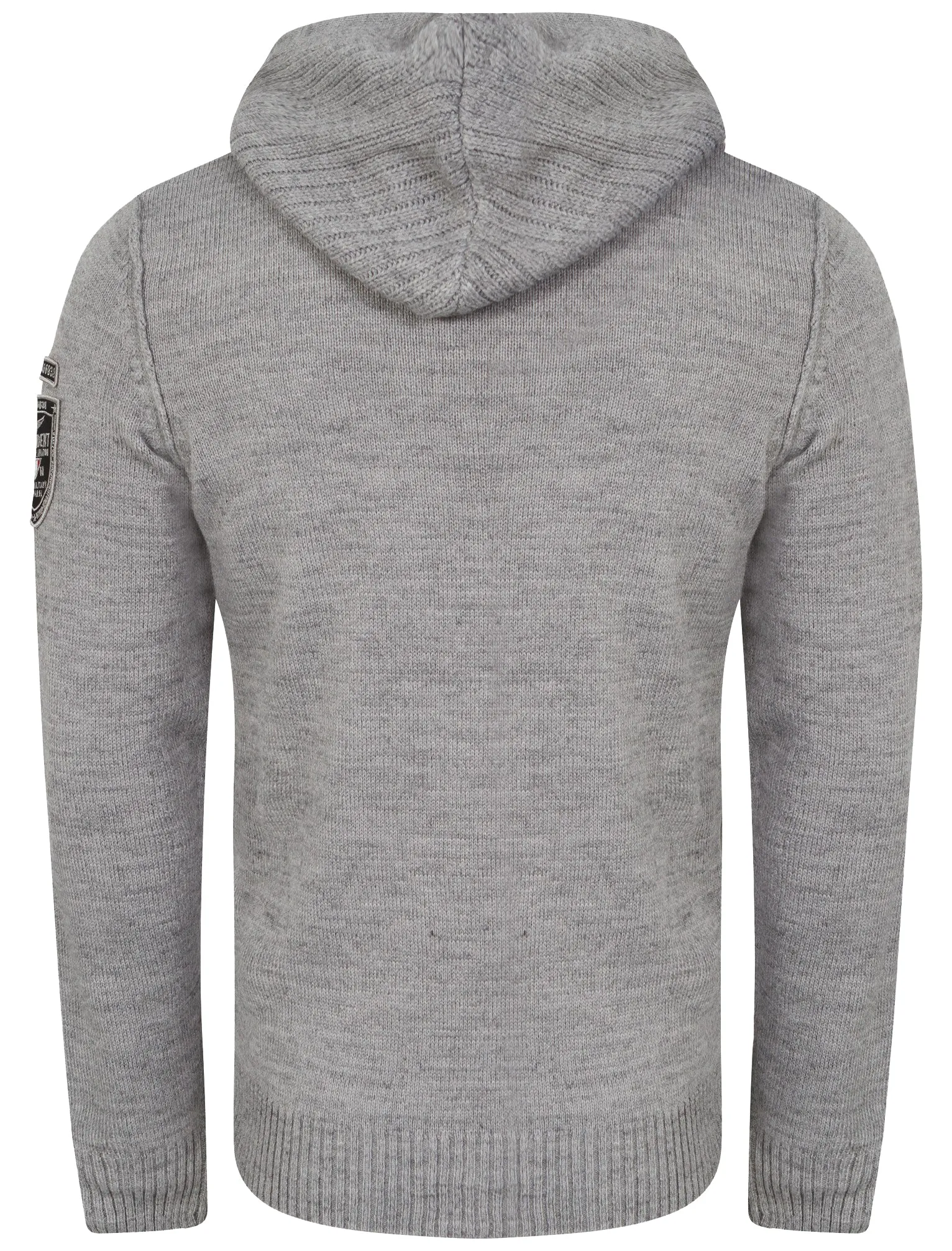Zissou Zip Through Wool Blend Hooded Cardigan in Mid Grey Marl - Dissident