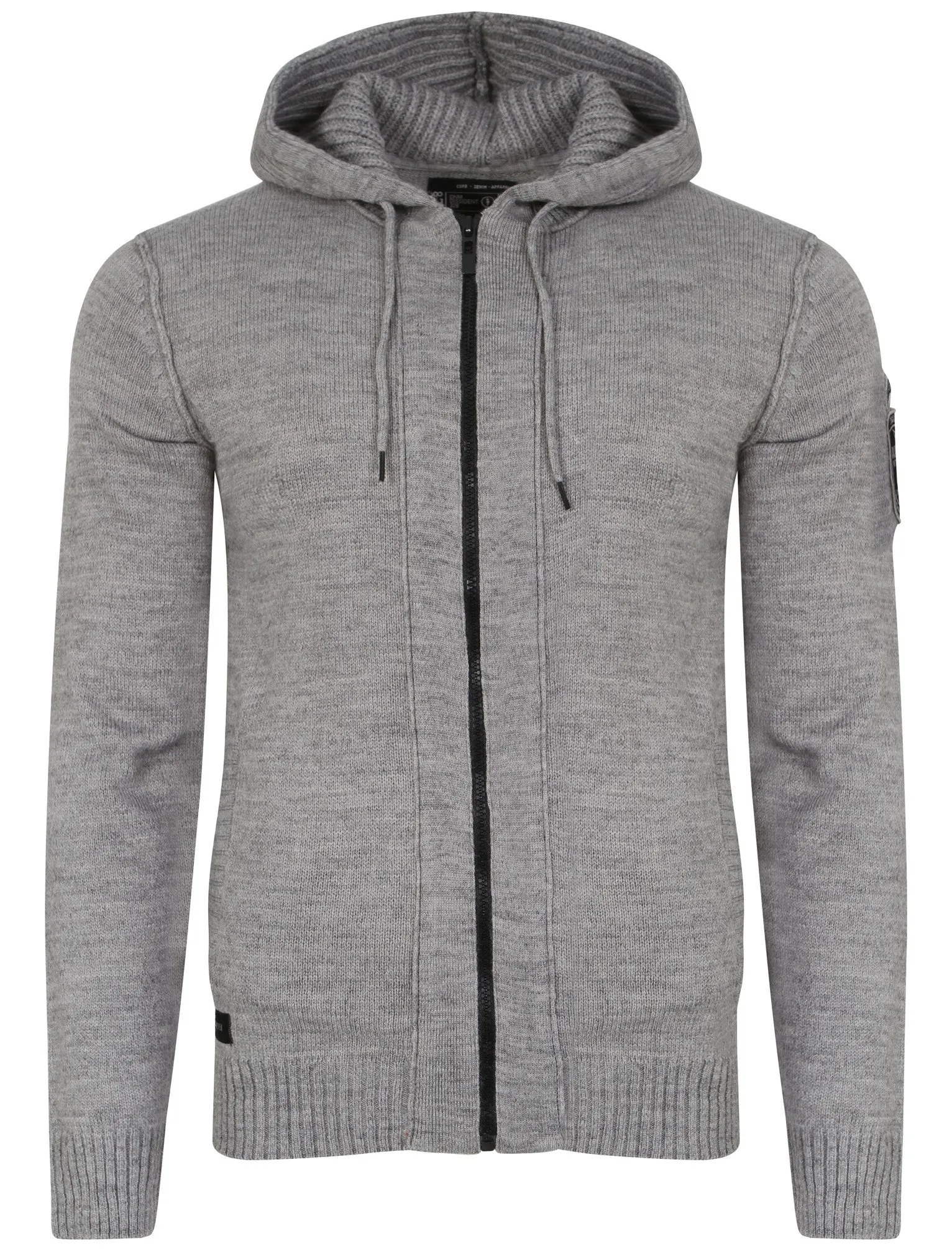 Zissou Zip Through Wool Blend Hooded Cardigan in Mid Grey Marl - Dissident